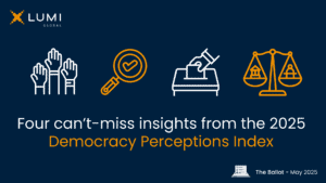 Democracy Perceptions Index article graphic for The Ballot.